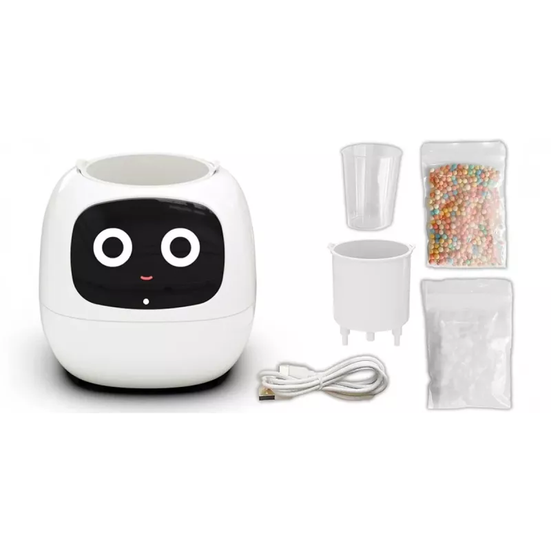 PlantsIO IVY White Jardim hidropónico inteligente com lâmpadas de crescimento LED de espetro total, 4 cápsulas de plantas, rega automática, controlo por app