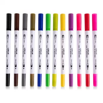 LOKLiK Dual Tip Brush Pens - 12 Cores