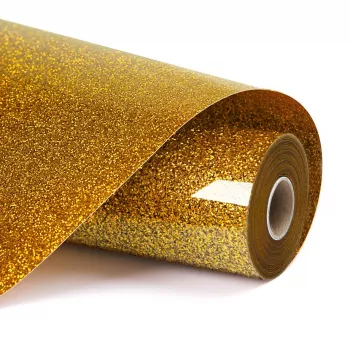 LOKLIK Vinil de Transferência Térmica Glitter - Dourado - 30,5 x 90 cm (SG-HTV-1568-US-L-B2B)