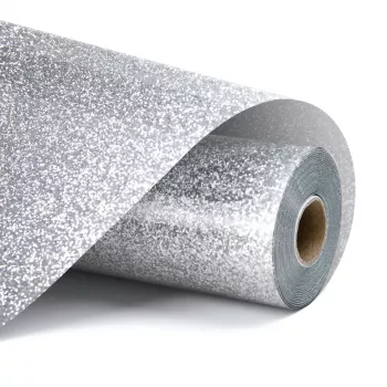 LOKLIK Vinil de Transferência Térmica Glitter - Prateado - 30,5 x 90 cm (SG-HTV-1570-US-L-B2B)