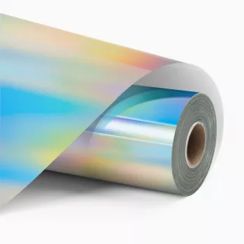 LOKLiK Película de Vinil Adesivo Permanente Holográfica - Prateado Iridescente - 30,5 x 90 cm