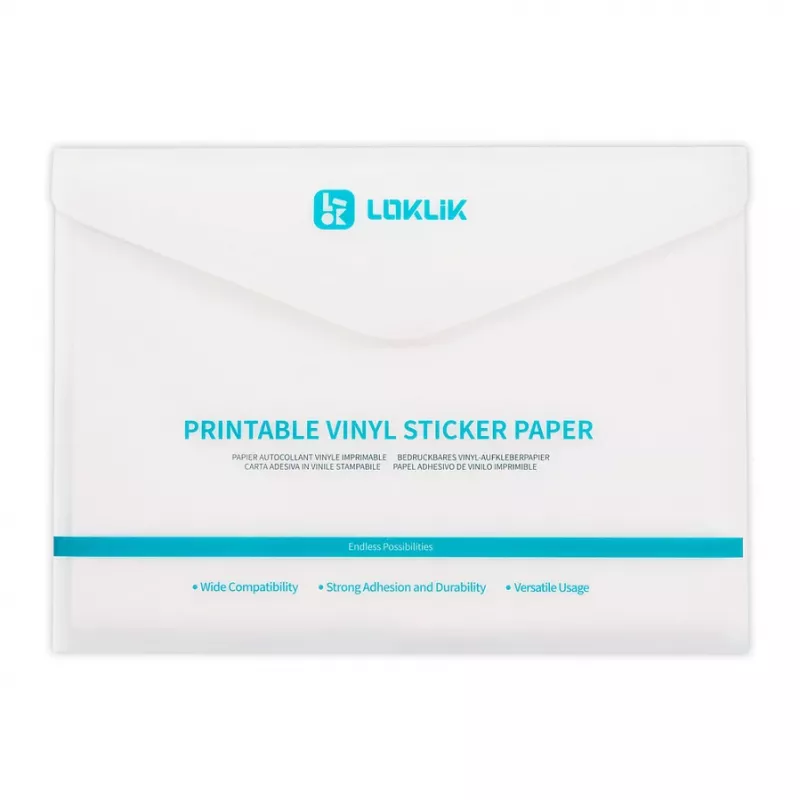 LOKLIK EUROPE LOKLiK Papel de Vinil Adesivo para Impressão Mate A4 - Pack de 20