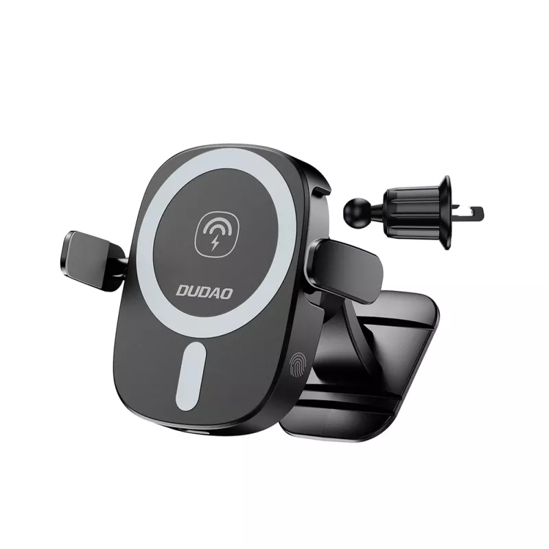 Dudao FW11 Suporte para Telemóvel para Automóvel com Carregador sem Fios 15W Ventilação/Painel - Preto