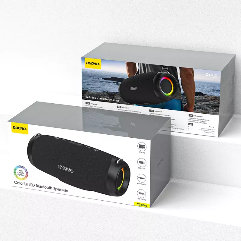 Altifalante sem fios Dudao Y21Pro RGB LED Bluetooth 5.3 - preto