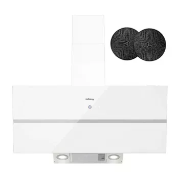 Exaustor de parede ISEASY TV1390D4-CC-I2 90cm 750m³/h aço inoxidável vidro preto