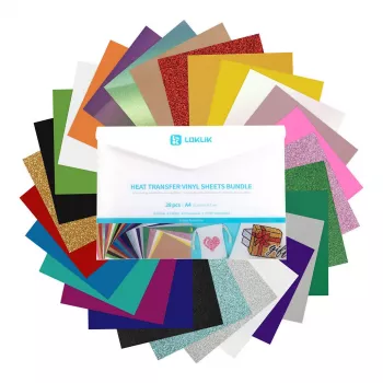 Conjunto de material para plotter de corte LOKLIK (A4), vinil de transferência térmica, 28 folhas, multicolor