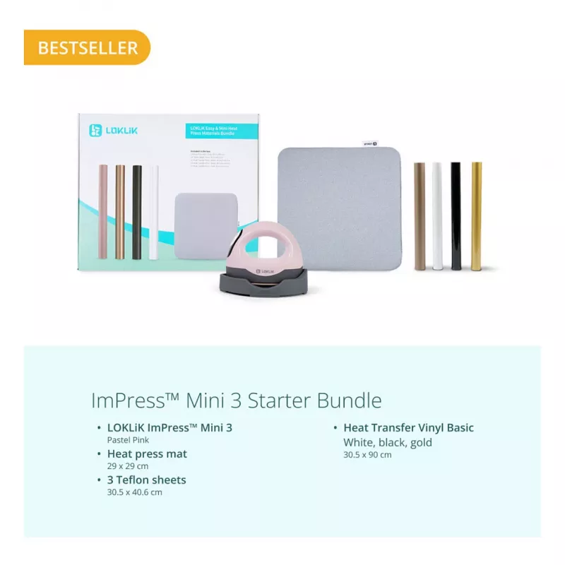 Prensa térmica LOKLIK ImPress Mini 3 - rosa pastel