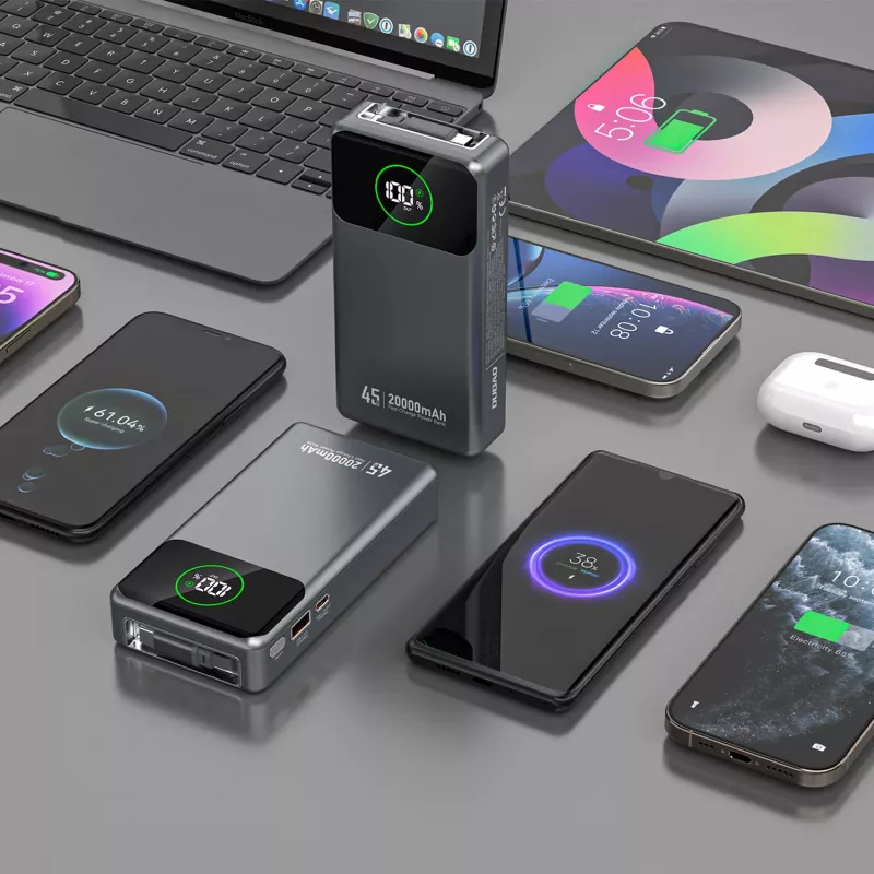 Powerbank Dudao K31 Pro 45W 20000mAh com cabo USB-C retrátil integrado - Cinzento