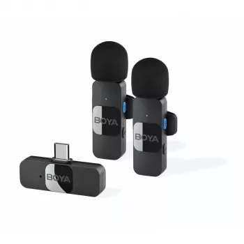 BOYA BY-V20 V2.0 Sistema de microfone sem fios 2,4GHz - Preto
