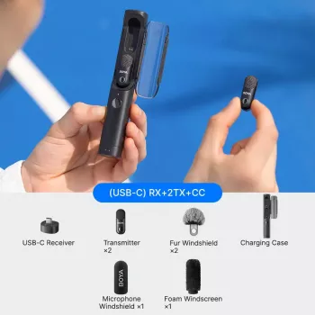 BOYA MAGIC-05 Microfone sem fios 2.4GHz USB-C - Preto