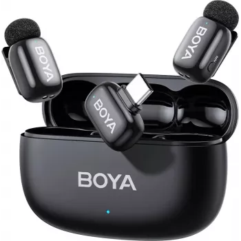 BOYA mini 2-02 Sistema de microfone sem fios 2,4 GHz USB-C - Preto