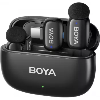 BOYA mini 2-02 Sistema de microfone sem fios 2,4 GHz USB-C - Preto