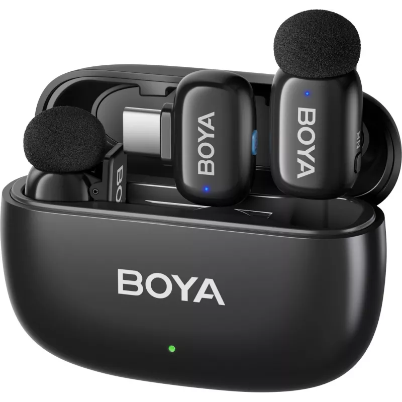 BOYA mini 2-02 Sistema de microfone sem fios 2,4 GHz USB-C - Preto