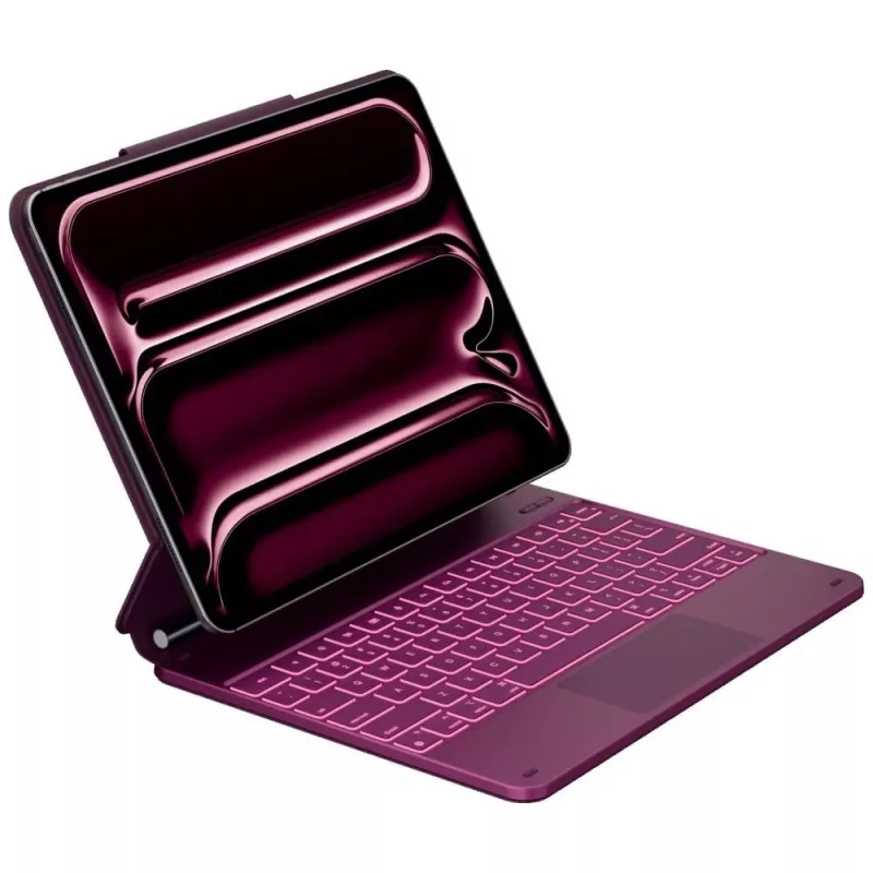 Typecase Edge Capa com Teclado para iPad Air 13 2024/2025, vermelho framboesa