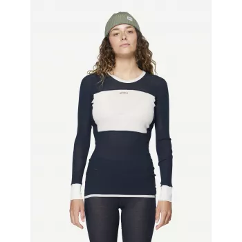 Devold Wool Mesh 190 Shirt Base layer de mulher - Ink/Offwhite, tamanho M