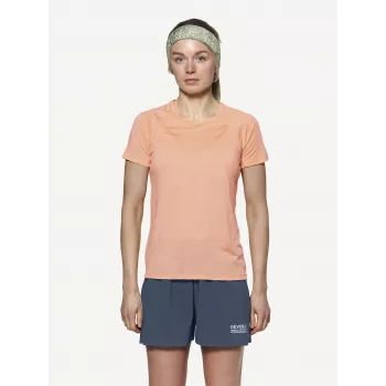 T-shirt base Devold Endurance Merino 130 Tee - Sunrise - tamanho S - mulher