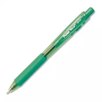 Pentel WOW! esferográfica retrátil - tinta verde - ponta média 1,0 mm - corpo transparente com detalhes verdes