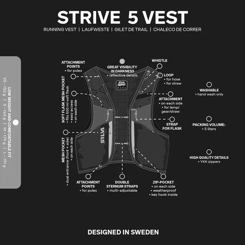 Colete de corrida Silva Strive 5 Running Vest preto XS