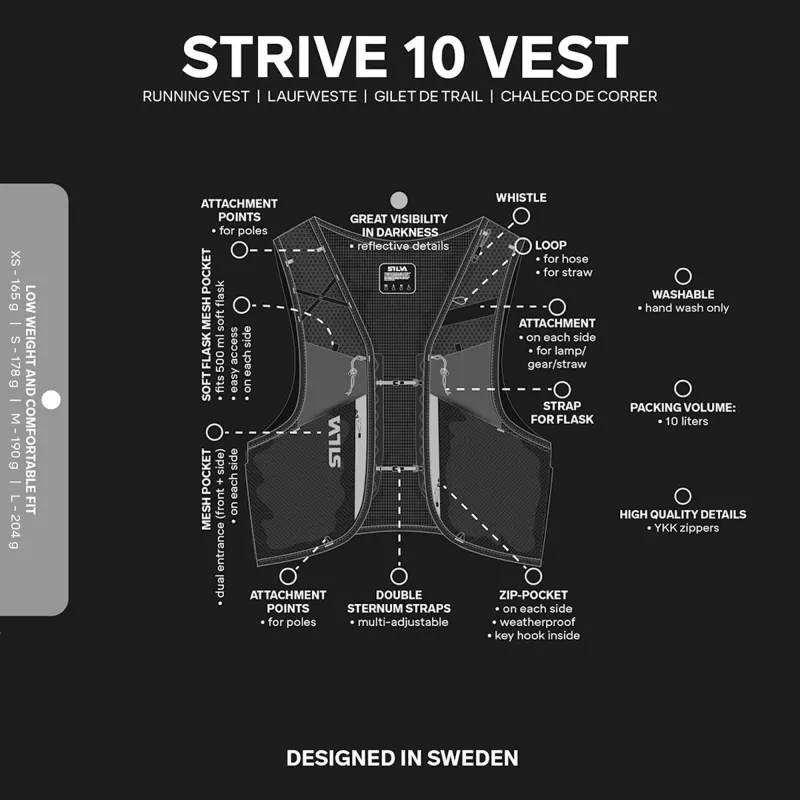 Colete de corrida Silva Strive 10 - preto, tamanho L
