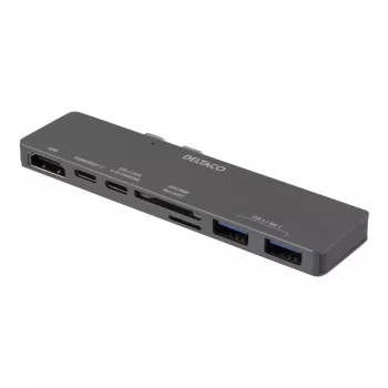 DELTACO USBC-1290 dock Thunderbolt 3 - prateado - 40 Gbit/s - 4K Ultra HD