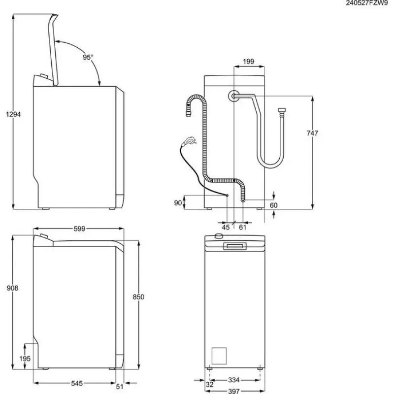 Electrolux EW6T5372P Máquina de lavar roupa de carga superior, 7 kg, 1200 rpm, classe energética C, branco