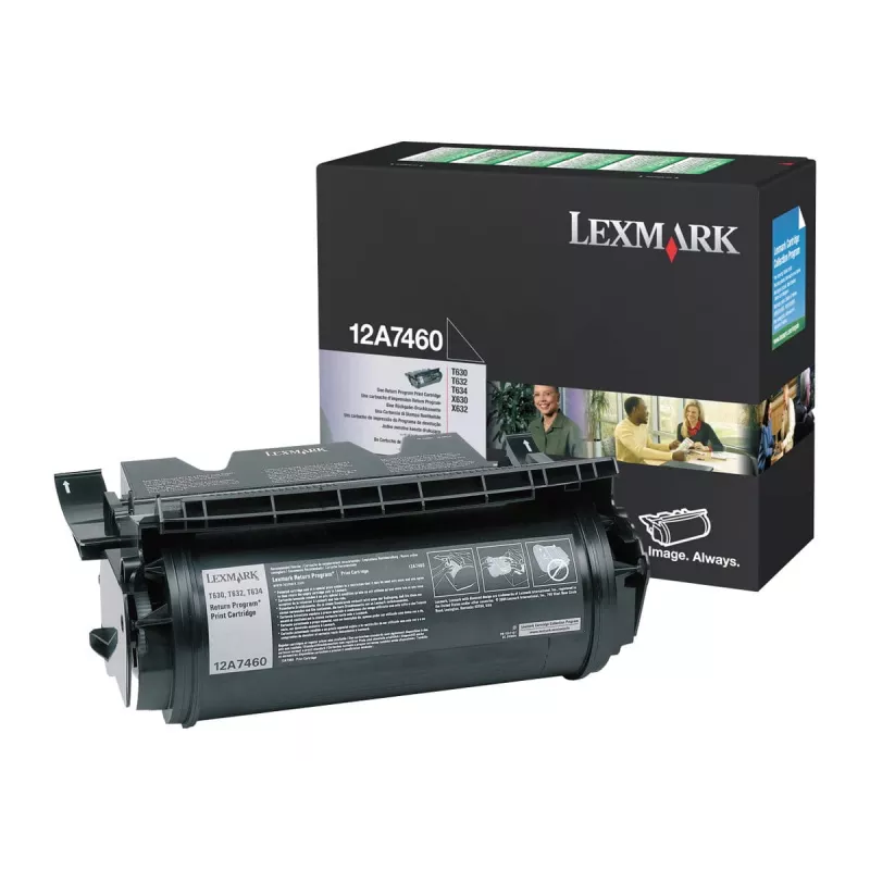 Cartucho de toner Lexmark 12A7460 preto original de alto rendimento para T630, T632, T634, X630, X632, X634