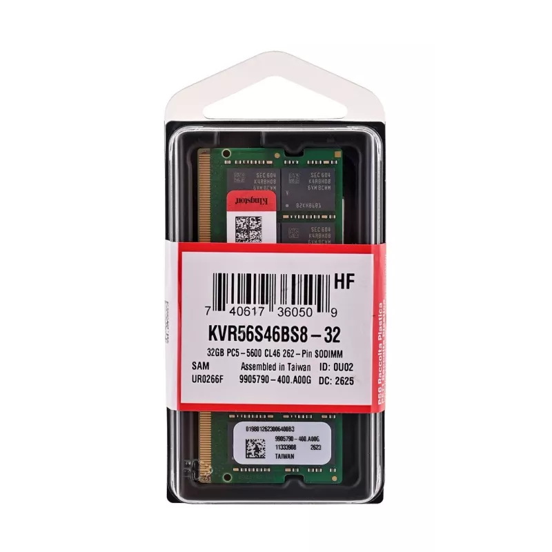 Kingston Technology KVR56S46BS8-32 32 GB DDR5 5600 MT/s SO-DIMM módulo de memória RAM
