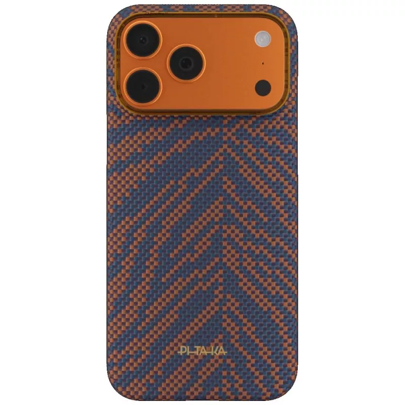 Capa PITAKA Edge Breath of Veins para iPhone 17 Pro Max, fibra de aramida, laranja ardente, compatível com MagSafe