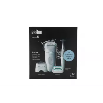 Braun Silk-épil 5 5-251 Conjunto de depiladora Wet & Dry sem fios recarregável branco/rosa