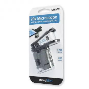 Carson MicroMini 20x Microscópio portátil de mão com iluminação LED - Preto