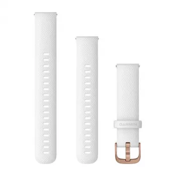 Pulseira de silicone Garmin QuickFit 18 mm branco com fecho dourado-rosé 010-12932-0F
