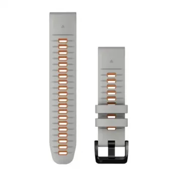 Pulseira de silicone Garmin QuickFit 22 mm para relógios, Mist Grey/Orange (010-13280-02)
