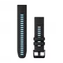 Bracelete de silicone para relógio Garmin QuickFit 22 mm, Preto/Azul (010-13280-05)