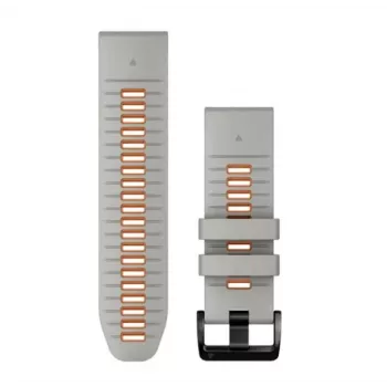 Pulseira de silicone Garmin QuickFit 26 mm para relógios, Mist Grey/Orange (010-13281-02)