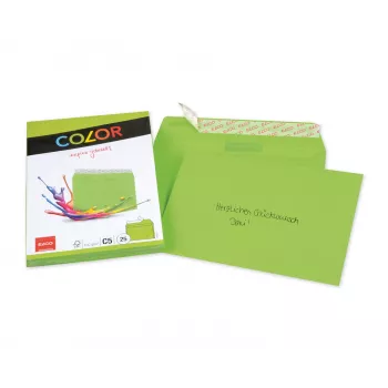 ELCO Color envelope C5 (162 x 229 mm), sem janela, autocolante, 100 g/m², verde, 25 unid. (74618.62)
