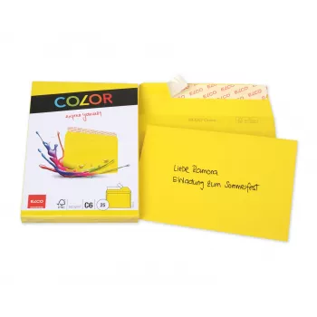 ELCO Color envelope C6 (114 x 162 mm), sem janela, autocolante, 100 g/m², amarelo, 25 unid. (74634.72)