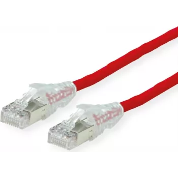 Cabo de rede ROTRONIC-SECOMP Dätwyler ficha RJ-45 para ficha RJ-45 5 m SFTP PiMF Cat 6a blindado sem halogéneos snagless entrançado vermelho