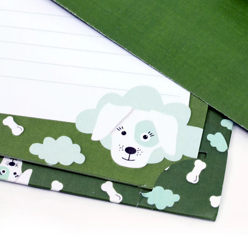 Artoz Papel de Carta com Envelopes Motivo Cão Verde-azeitona aprox. DIN A5 80 g/m² 1 embalagem