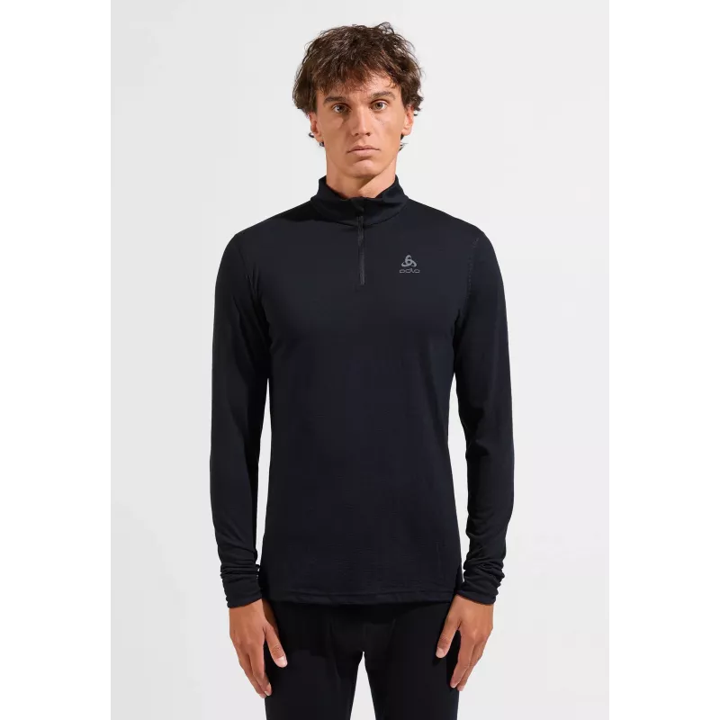 Top Odlo Merino 200 BL Top Turtle Neck LS Half Zip - preto, tamanho M