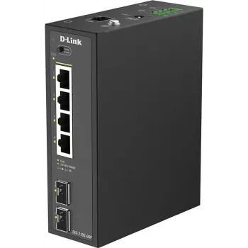 D-Link DIS-210G-06P Switch Industrial Smart Managed Gigabit PoE+, 4 Portas PoE+, 2 SFP, 120W