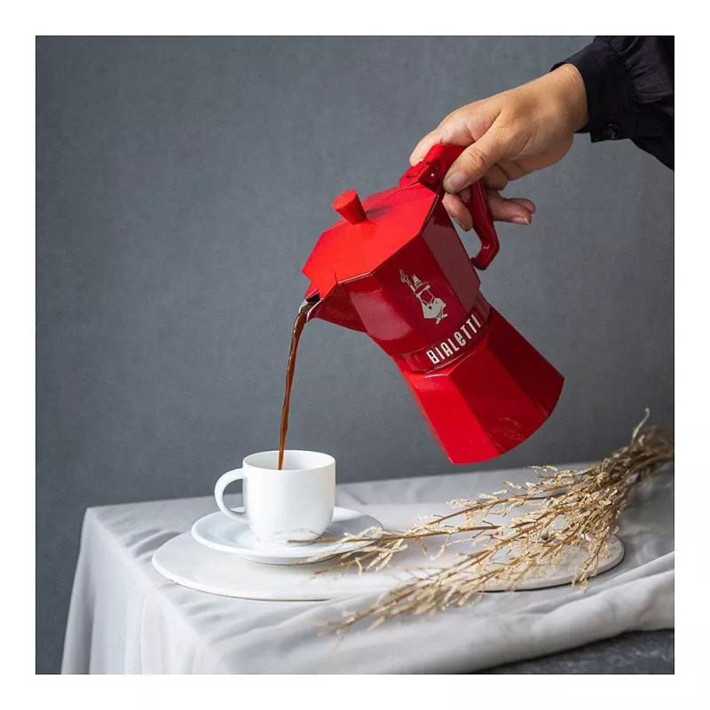 Cafeteira de fogão Bialetti Moka Exclusive 3 chávenas vermelha (9055)