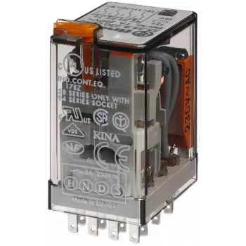 Mini-relé industrial de encaixe Finder 55.34.8.230.5050, 4PDT, 230 V AC, 7 A