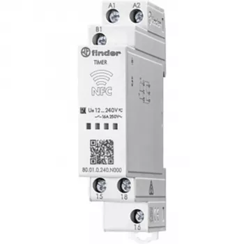 Relé temporizador multifunções Finder 80.01.0.240.N000, 240 V AC/DC, 2 s - 24 h, 1 comutador, ligação por parafuso, 17,5 mm