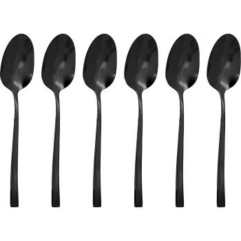 Conjunto de 6 colheres de café PVD Sambonet Rock Moka Nero Lucido
