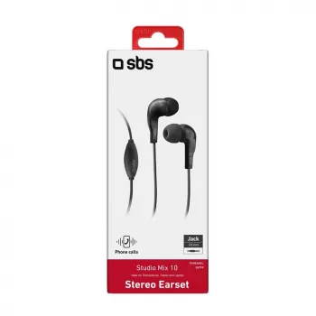 SBS TEINEARKL Auscultador In-Ear com microfone - Preto - Com fios - Cabo 1,2 m - Jack 3,5 mm - Chamadas e música