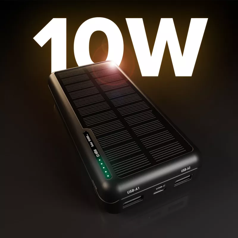 Power bank solar SBS USB/USB-C 10000 mAh Preto