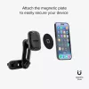 Suporte magnético de automóvel SBS com duplo clipe para telemóvel - Suporte universal para smartphone com ímanes de neodímio fortes, rotação 360°, Preto