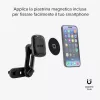 Suporte magnético de automóvel SBS com duplo clipe para telemóvel - Suporte universal para smartphone com ímanes de neodímio fortes, rotação 360°, Preto