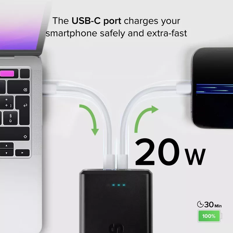 Power bank SBS 30000 mAh Power Delivery 20W multi-porta Preto