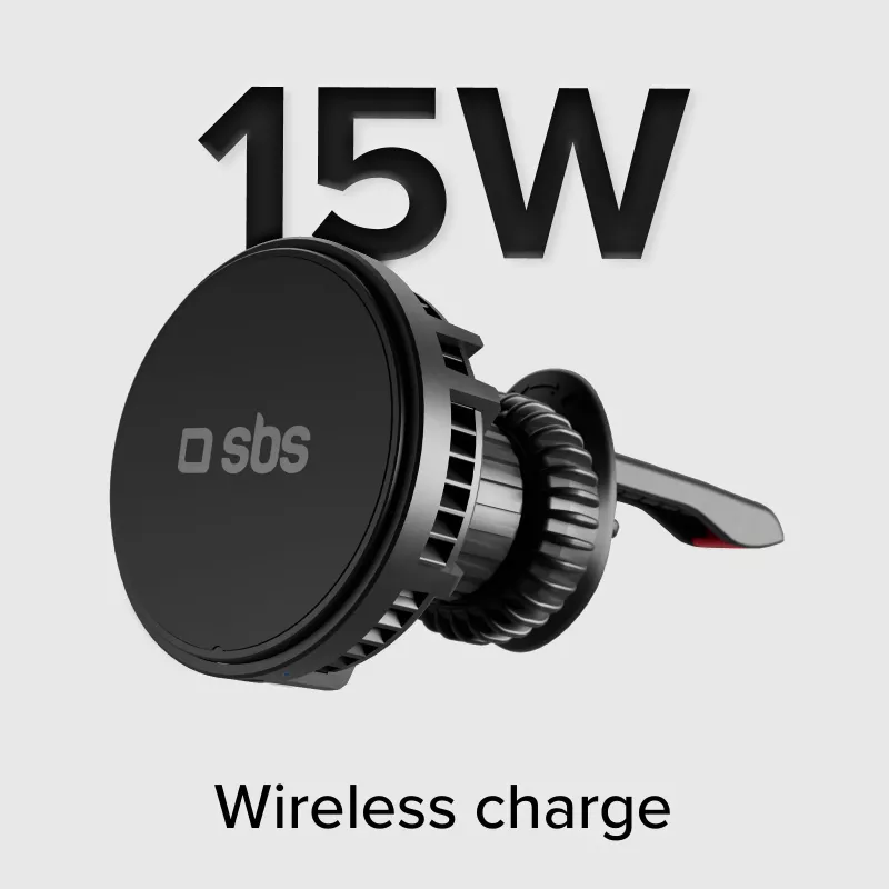 Carregador de automóvel sem fios SBS TESUPFANWIR15W 15W Qi com ventoinha de arrefecimento - Preto